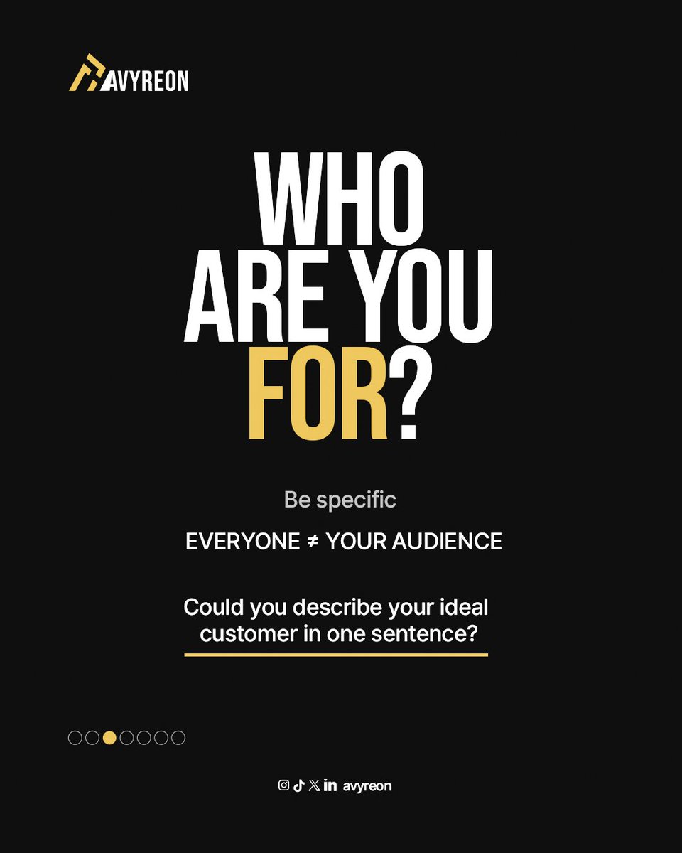 Avyreon's tweet photo. Hard truth: your brand may not need more visibility.
It may need more CLARITY.
Can you answer these without overthinking?

If the answers are blurry, your audience probably sees the same blur.
More content won't fix an unclear brand.
So which question are you struggling with? https://t.co/nTXzgtWHZw