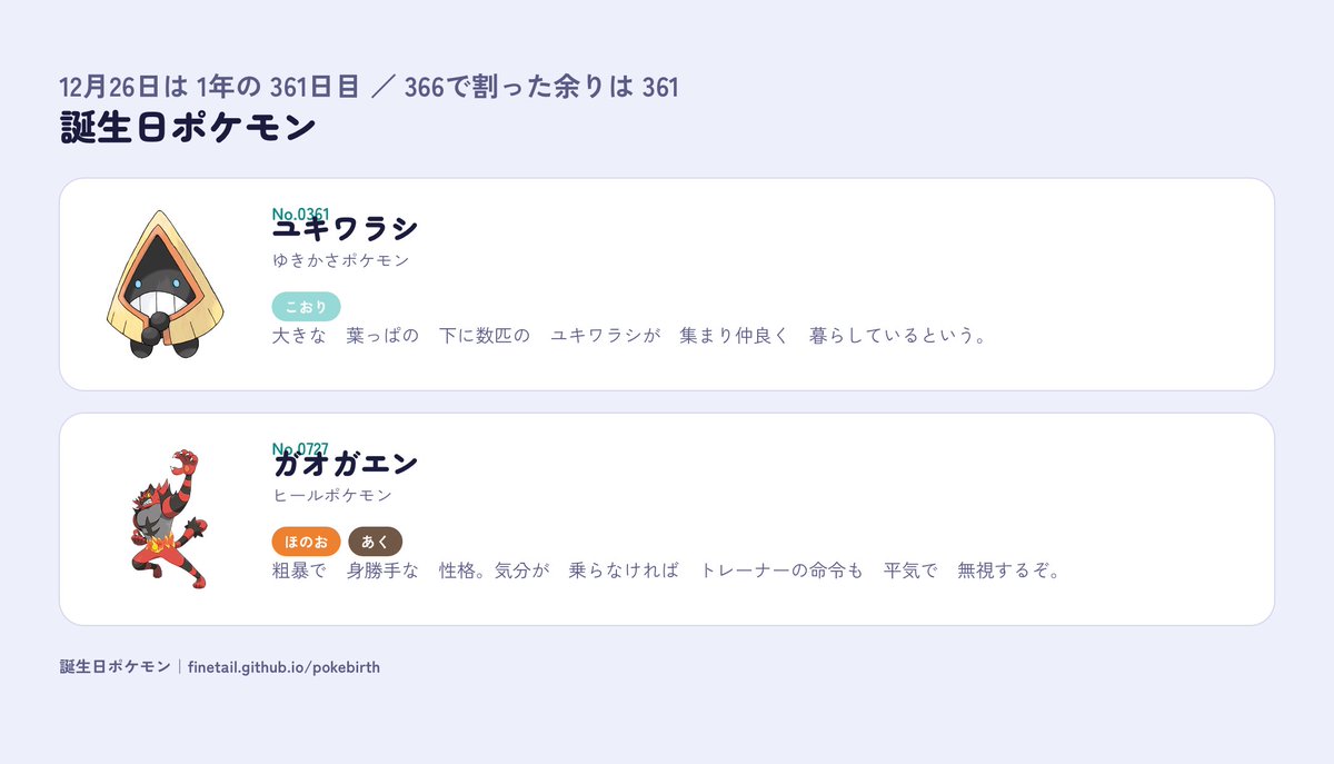 R_iruka_ch's tweet photo. 12月26日生まれ（361日目）のポケモンは ユキワラシ・ガオガエン https://t.co/EYXs3Tl31j

ユキワラシかあいいね https://t.co/E1cQk097Fd