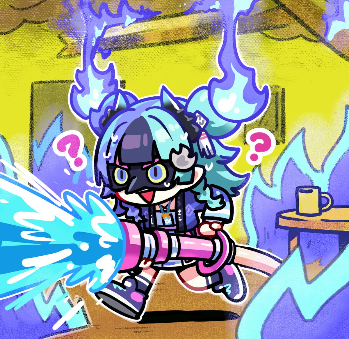 AdarinSinner's tweet photo. Why won't it extinguish?!
#めら組絵図 https://t.co/70dXA8tfJ0