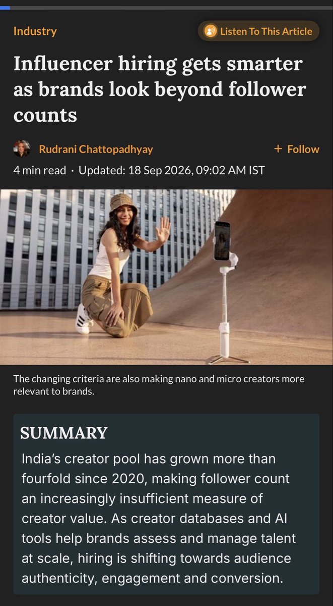 rudranichats's tweet photo. First byline @livemint today! The story dives deep into the metrics gaining prominence as creator databases and AI management tools step into the hiring game. Check out!

https://t.co/s9yF1LEdmp https://t.co/SUh4sdEvZw