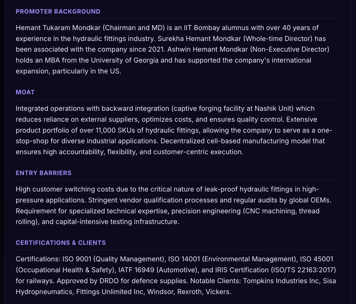 nimxor1's tweet photo. Hy Tech Engineers
Snapshot from website and google
Company with high moat and very very cheap valuations, all peers at 100PE
Approved by DRDO as supplier
Promoter from IIT bombay
No buy sell recommendation
#hytech https://t.co/4bd1gMZcdF