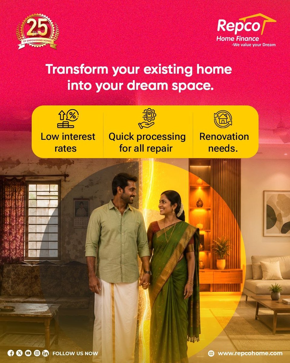 RepcoHome's tweet photo. Transform your existing home into your dream space!

Apply here: https://t.co/XglYkx4ukO

#RenovationLoan #HomeImprovement #RepcoHomeFinance #RHFL https://t.co/8rpQ94N1dd