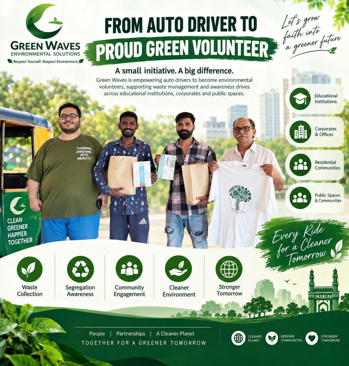 greencomrades's tweet photo. 🌱 From Auto Driver to Proud Green Volunteer
A small initiative can create a much bigger change. 💚
#GreenWaves #WasteManagement #WasteCollection #Sustainability #CircularEconomy #Recycling #WasteSegregation #EnvironmentalAwareness 
@Greenwaveses https://t.co/d6lQ7PsZod