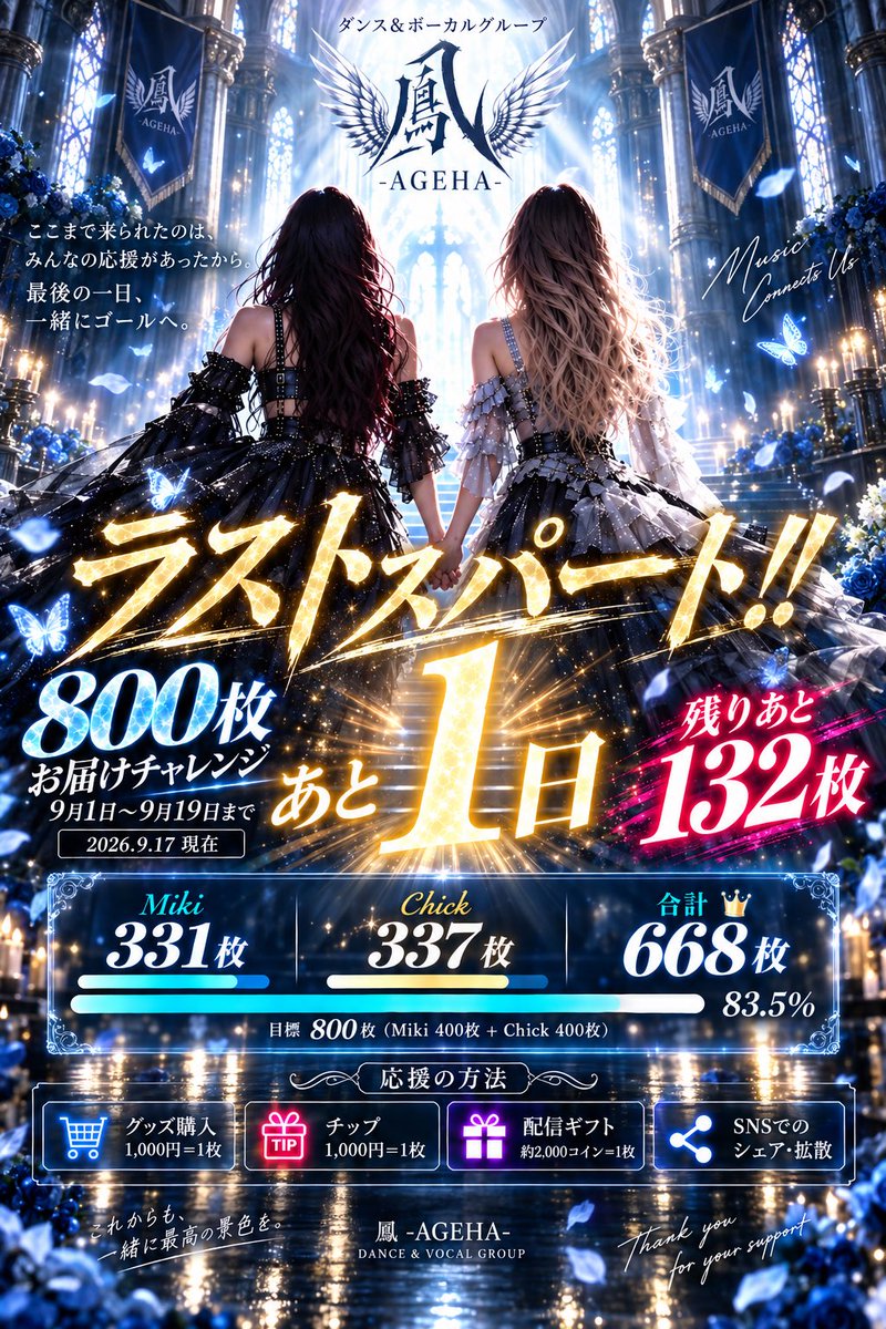 world_ageha's tweet photo. 🔥ラスト1日🔥

現在668枚達成✨
あと残り132枚/800枚

応援・拡散よろしくお願いいたします！

#鳳 #AGEHA https://t.co/qKiOBiUull