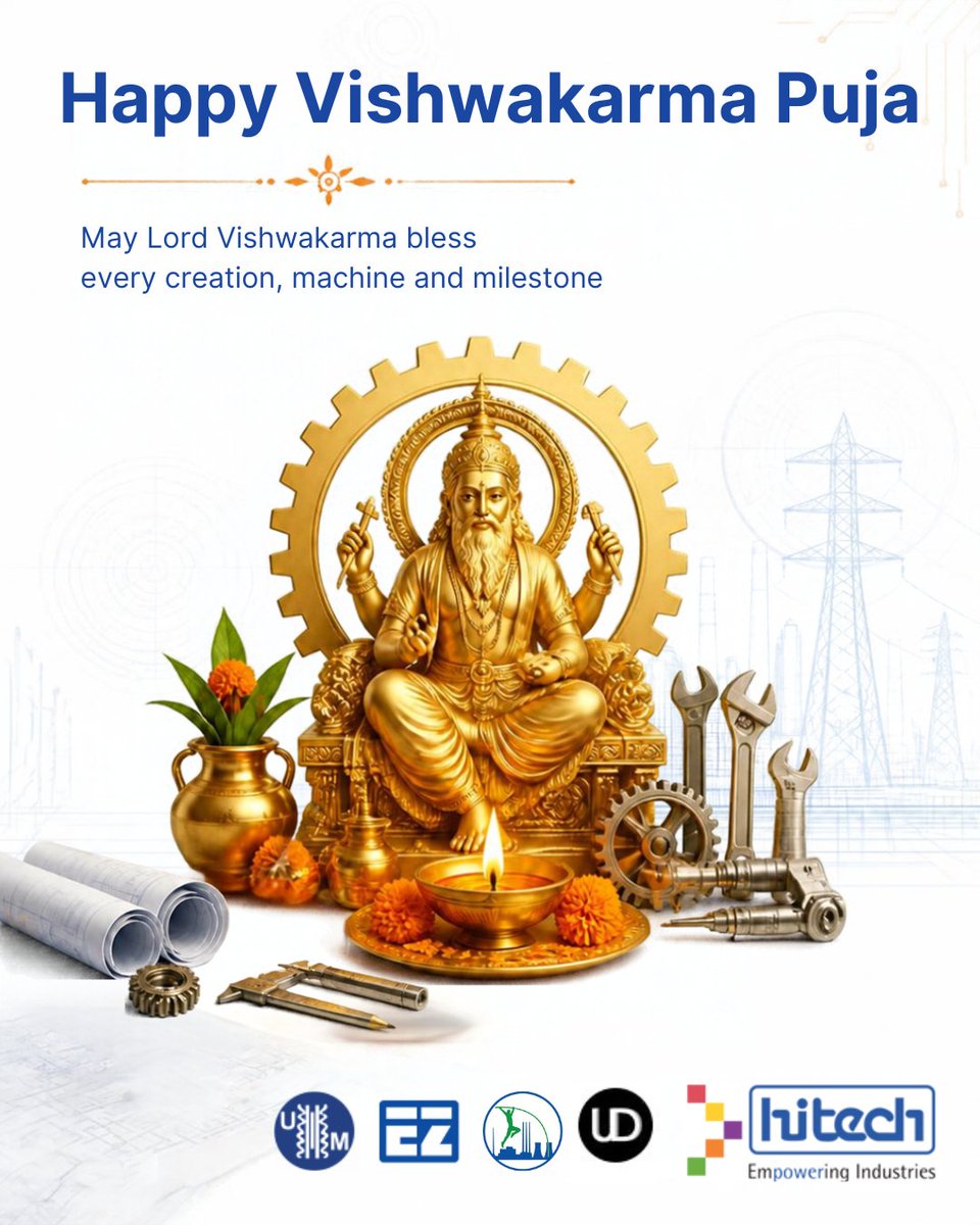 hitechssltd's tweet photo. This Vishwakarma Puja, @hitechssltd celebrates the spirit of engineering &amp; craftsmanship that keeps industries moving forward.

May Lord Vishwakarma bless every creation, machine &amp; milestone with strength, precision and success. 🙏

#VishwakarmaPuja #Engineering #HiTech https://t.co/moJkAnVTUF