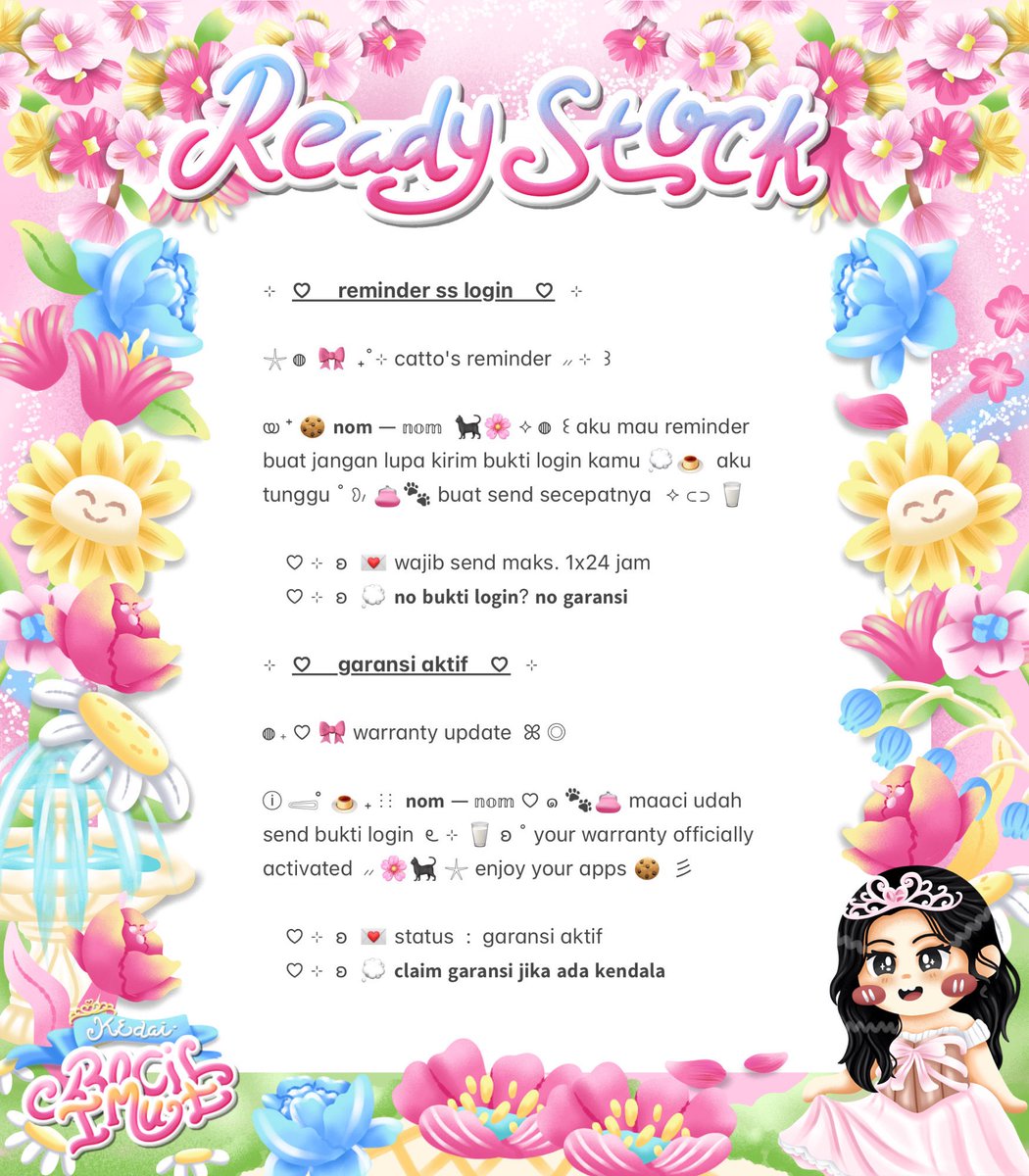 umbqi's tweet photo. ⠀
◎⠀.. 🍰🎀  ꒰  help RT? thank you ꕤ 🐰˚

𓈄᳸   hew—o sobat imut 🍀🥣 ♡ 𓂋 kath bawain ready stock ☀️ ⊹  ✩ wording reminder ss login dan garansi aktif  🌸 harga https://t.co/b7YGqKtX4k ʚ  👛🍦 𓇼 ֯ dm for take  🍭 ⑅ tap ALT 🥛 ♡ ！

⊹ 🌱🍮 . . #zonauang ♡
⠀ https://t.co/B2NhfHeIdY