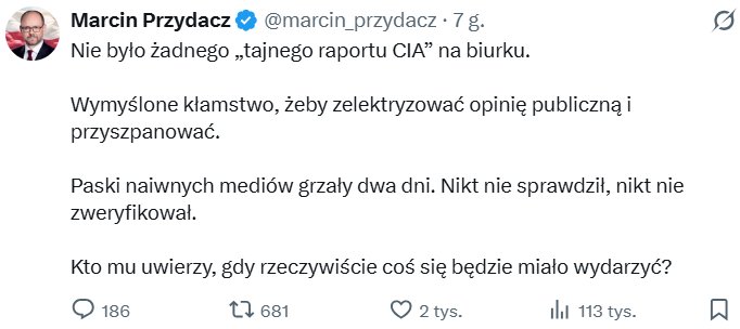 Aleks_z_Gryfa's tweet photo. Wstajesz rano, odpalasz X i czytasz przybocznego Nawrockiego. Ręce opadają.

Seryjne podrywanie polskich i sojuszniczych par dyżurnych w odpowiedzi na realne zagrożenie u naszych granic to też była „zabawa” i „wymyślone kłamstwo”?

Zapiszcie sobie wpis Przydacza. Ta lekceważąca narracja bardzo szybko i boleśnie wróci przy najbliższej weryfikacji faktów.