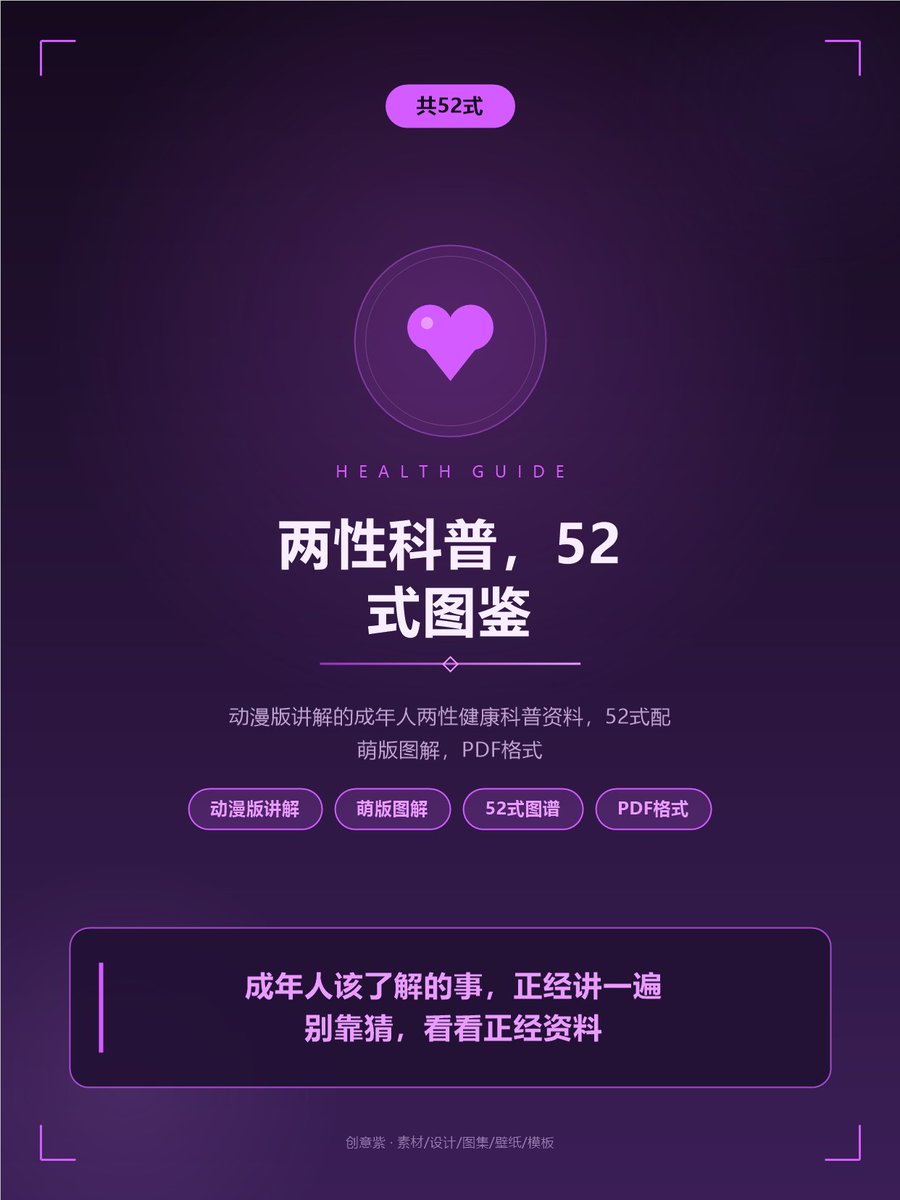 xingqing666's tweet photo. 成年人两性健康科普，52式图鉴
两性健康这件事，很多人是靠自己猜的。
这套是面向成年人的科普资料，动漫风格图解，共52式，PDF格式。
内容定位是成年人常识科普，以图鉴形式呈现。

🔗 https://t.co/9xKKZIyzqC

#健康科普 #两性健康 #科普 https://t.co/zFnT9SskuC