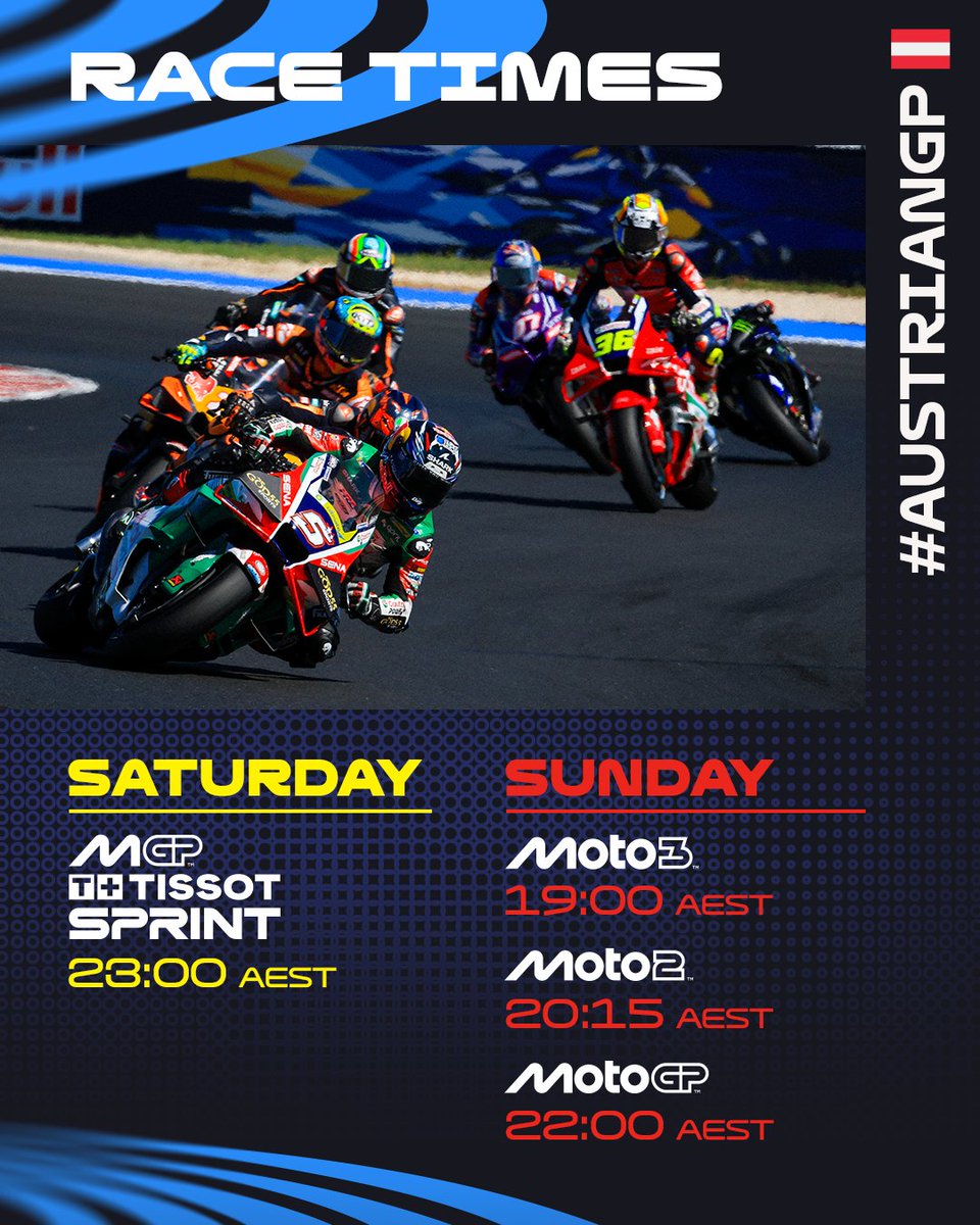 ausmotogp's tweet photo. Back to back race weekends! 🙌

#MotoGP now heads to the Red Bull Ring for the #AustrianGP 🇦🇹 https://t.co/VjuQMahYoJ