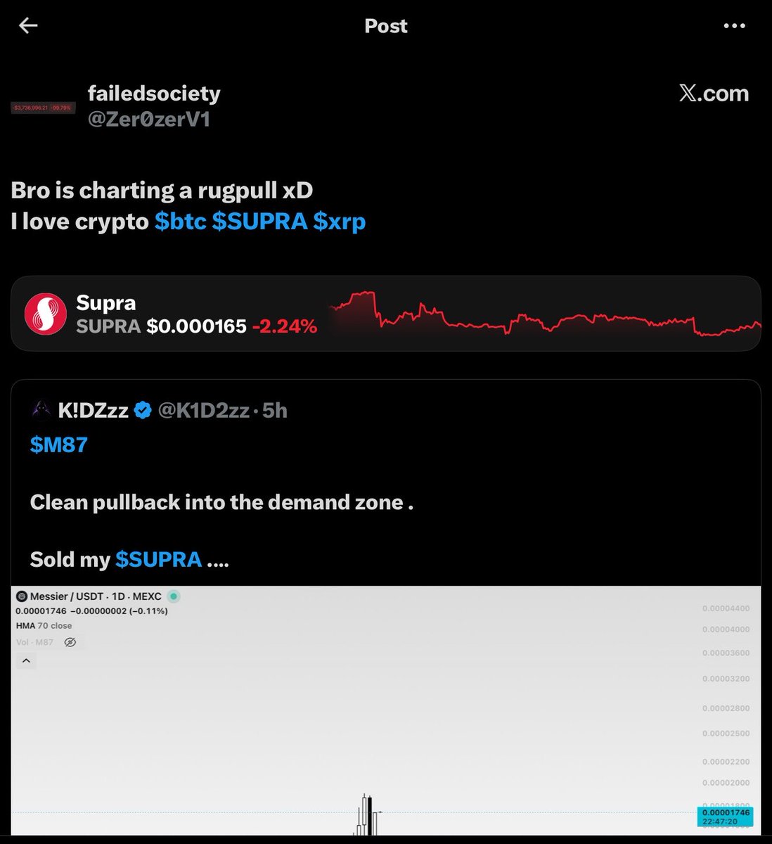 K1D2zz's tweet photo. Yesterday, some called it a rugpull . 🧠

I saw the structure, waited for the setup, and took the position .

No prediction . No emotional attachment . Just a thesis, risk management, and patience .

So far, price is starting to show why I took the position .

And honestly, I still believe ethereum:0x80122c6a83c8202ea365233363d3f4837d13e888 is in its early phase — before the bigger money starts paying attention .

I’m not here to convince anyone .

I’ll let the chart prove the thesis .

Still early . Still managing risk .

Let the chart do the talking . ⏳🌊

 https://t.co/gDLgYiJQhc
