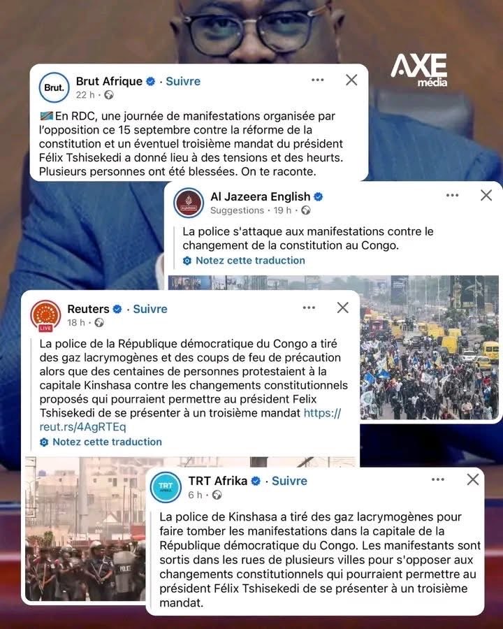 OMELONGA_LENS's tweet photo. #RDC Le pouvoir de Félix Tshisekedi peut compter les manifestants, mais il ne peut pas faire disparaître le message : 

« Refus du changement de la Constitution, mobilisation de l’opposition et images de la répression ont franchi les frontières. » https://t.co/kF3NSI3xW9