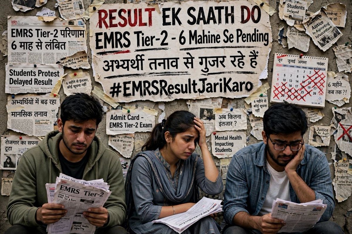 MonikaKhat55b9's tweet photo. Tribal students need teachers &amp; aspirants need clarity! The endless wait for EMRS ESSE 2025 results must end. We urge @NESTSHQ &amp; @TribalAffairsIn to release pending results &amp; DV schedules immediately.
@EduMinOfIndia @PMOIndia @jualoram
#DeclareEMRSResult
#AdivasiSchoolThikKaro https://t.co/g3g2VFChF3