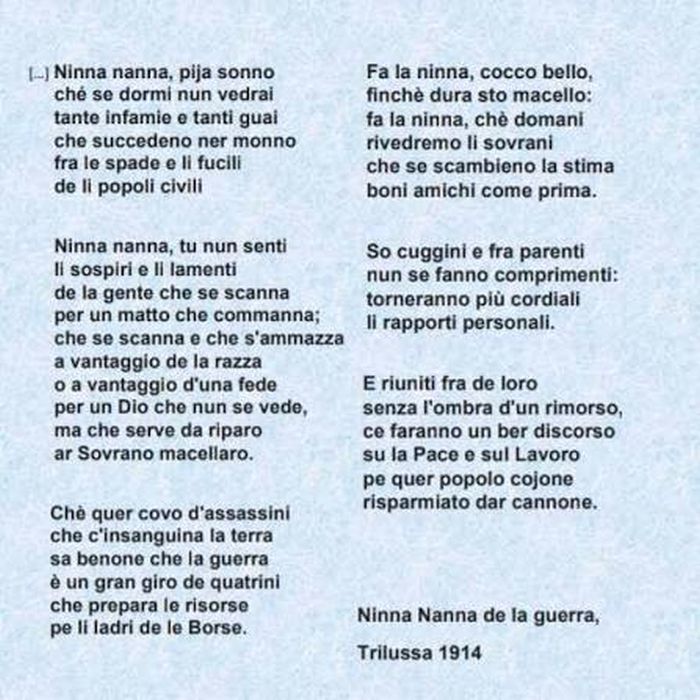 filippothiery's tweet photo. Ci pensò Trilussa 112 anni fa, a smontare la retorica bellica e patriottarda del popolo cojone che avrebbe il sacro dovere di imbracciare le armi e andare al fronte a fare carne da macello, per gli affari e le follie di quel covo d'assassini che c'insanguina la Terra. https://t.co/3c5Y5xWAYC
