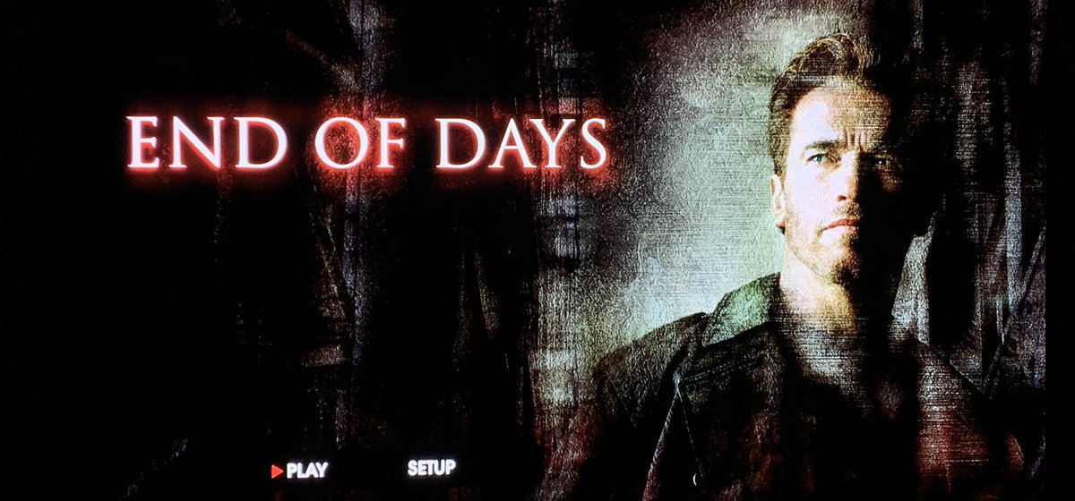 TruAndres's tweet photo. It’s your run of the mill Schwarzenegger action flick with a 90’s religious thriller mixed in. Not a bad mix but Arnold didn’t have the range yet to handle his character’s depth. 
#MoviesInOctober #SpookySeason #EndOfDays https://t.co/ACr8E1wAsB