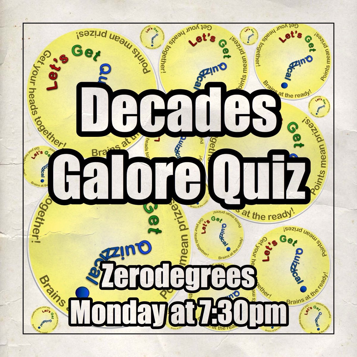 QuizzicalQuiz's tweet photo. Join us on Monday at #Zerodegrees in BS1, #Bristol for our next #QuizNight! 7:30pm start for our #Decades #Quiz with bar tabs to be won https://t.co/YclZ4zf7v2