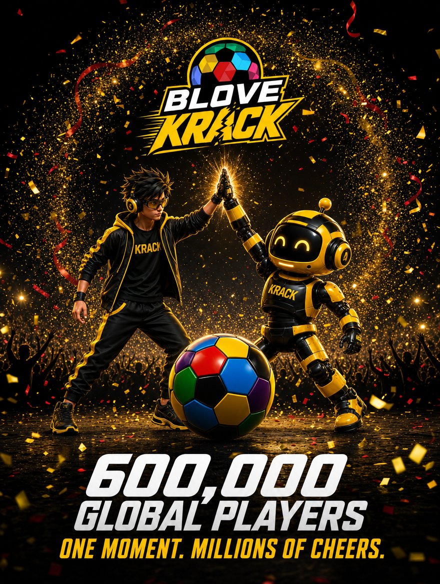 KrackProai's tweet photo. CONGRATULATIONS, BLOVE KRACK COMMUNITY! ❤️

A massive milestone has been achieved! 🚀

🌍 600,000 GLOBAL USERS
One community. One journey. One incredible achievement.

Thank you to everyone who continues to play, grow, and be part of the BLOVE KRACK journey. ❤️

#BLOVEKRACK https://t.co/DdHeSHq4sX