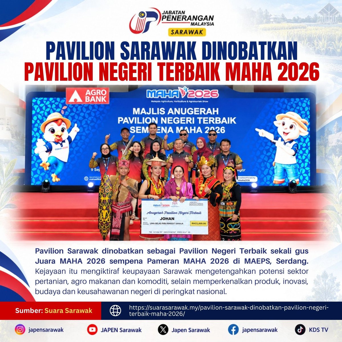 JapenSarawak's tweet photo. Salam &amp; Selamat pagi followers JAPEN Sarawak!✨

PAVILION SARAWAK DINOBATKAN PAVILION NEGERI TERBAIK MAHA 2026

#JAPENSarawak https://t.co/RVWMW3e4bh