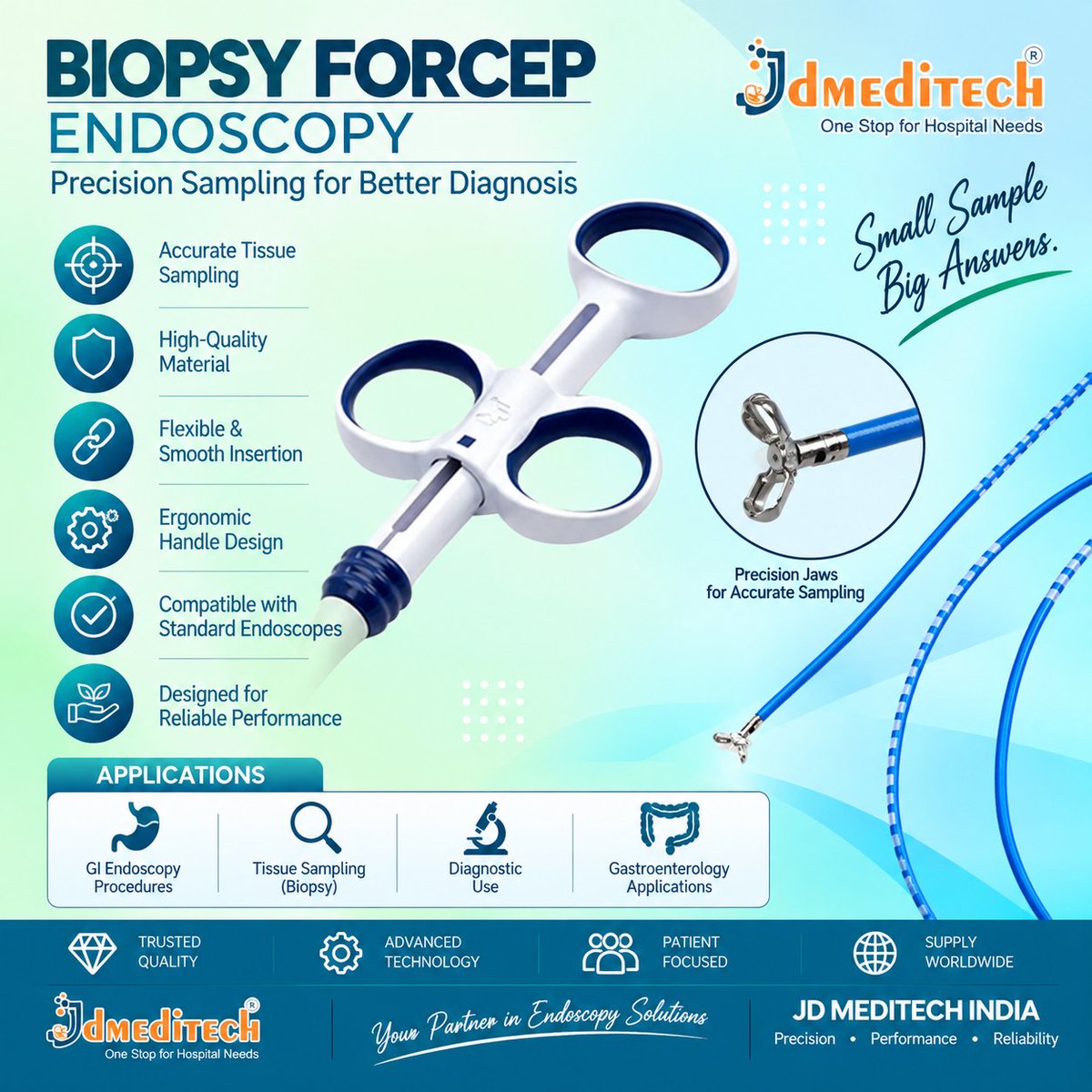 JdMeditech's tweet photo. Endoscopy Biopsy Forcep – Social Media Content
Precision Sampling for Better Diagnosis The JD Meditech Endoscopy Biopsy Forcep is designed for controlled collection of tissue samples during gastrointestinal endoscopic procedures
#JDMeditech #BiopsyForcep #EndoscopyBiopsyForcep https://t.co/ZQ3DpG71Ff