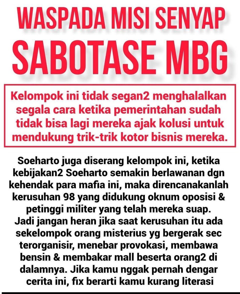 PutuP52526's tweet photo. @Muslim_AntiPKI9 Bongkar siapa klompok di bslik keracunan mbg.... https://t.co/JeoiM0id7a