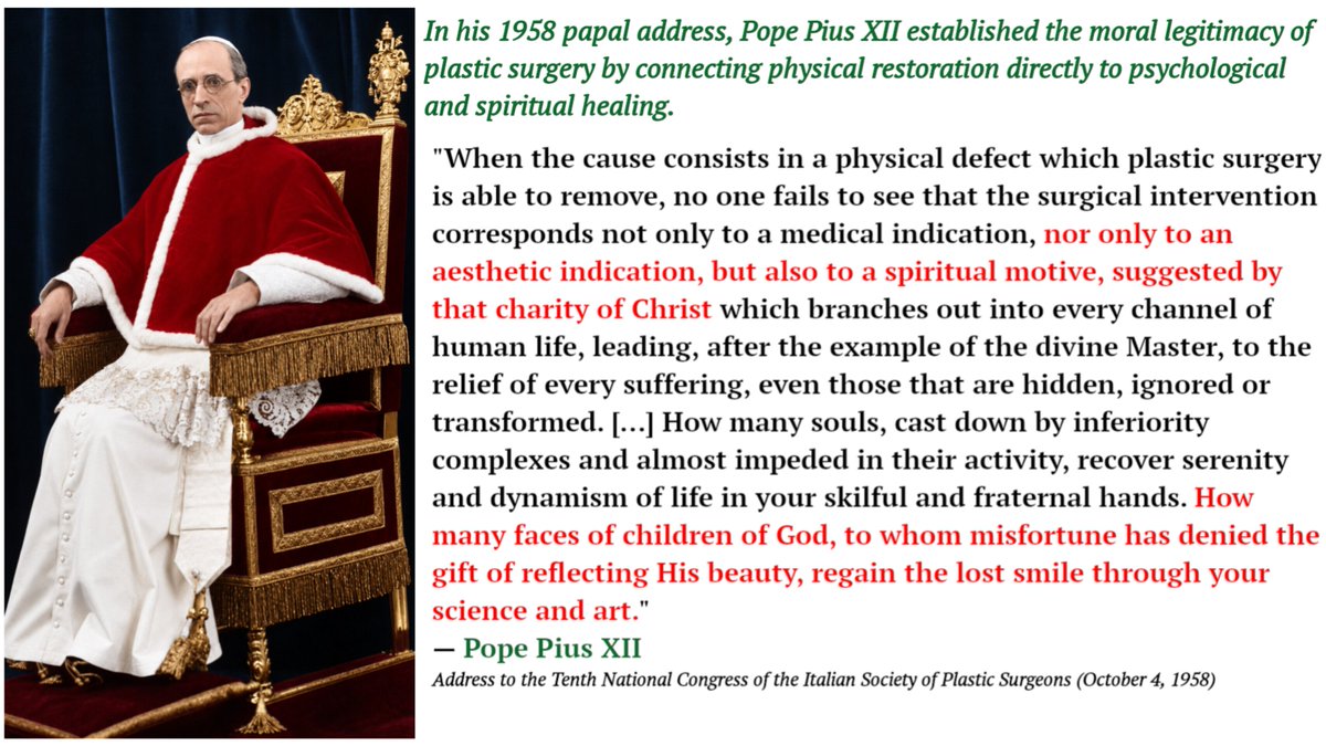 s1lv3rx_'s tweet photo. Pope Pius XII basically endorsed looksmaxxing  stating that it's morally justified to get plastic surgery if it would improve the social life of someone with facial imperfections. https://t.co/zUwNihTZNS