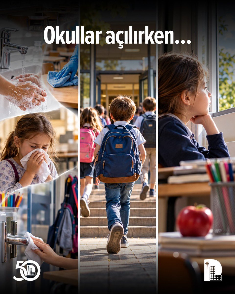 DLaboratuvari's tweet photo. 📚 Okulların kapılarını yeni döneme açtığı bu hafta, aniden bastıran soğukla birlikte virüsler de adeta fırsat kollamış gibi aramıza karıştı. 

🦠 Üst solunum yolu enfeksiyonu şikayetleriyle başvuran hastalarda bu hafta %12 oranında rinovirüs, %3,8 oranında parainfluenza tip 1 ve %0,8 oranında SARS-CoV-2 tespit ettik. Geçen yılın aynı dönemine göre rinovirüslerde hafif bir artış gözlenirken, diğer virüslerde tablo neredeyse değişmedi.

👫 Okullarda salgınların önüne geçmek için alınacak önlemler iki gruba ayrılabilir:

❗️Zorunlu önlemler
🔺Sınıfların ve ortak alanların belirli aralıklarla havalandırılması
🔺Temizlik görevlerinin yönetmeliklere uygun şekilde düzenli biçimde yapılması
🔺Hasta öğrencilerin, ilgili sağlık birimine bildirilerek okula kabul edilmemesi ve izolasyon gerekliliğinin yerine getirilmesi

✔️ Önerilen önlemler
🔺El hijyeninin öğrencilere günlük alışkanlık olarak kazandırılması
🔺Hasta öğrencilerin evde dinlenmeleri için teşvik edilmesi
🔺Ortak kullanılan alan ve malzemelerin temas sonrası temizlenmesi

❗️Özellikle zorunlu önlemler tüm okul yönetimleri tarafından titizlikle uygulanmalı, önerilen önlemler ise salgınla mücadelede daha geniş kapsamlı bir koruma sağlamak adına destekleyici olarak değerlendirilmelidir.

⚠️ Yaz mevsimi geride kalırken, mide-bağırsak enfeksiyonları da peşimizi bırakmıyor. İshal ve kusma şikayetiyle başvuran hastalarda %9 oranında norovirüs, %3 oranında sapovirüs ve yine %3 oranında rotavirüs tespit ettik. Fakat bu hafta asıl sürprizi, %6 oranında karşımıza çıkan Cryptosporidium yaptı.

🚰 Küçük çocukların tuvalet sonrası ellerini doğru yıkamaları sağlanmalı, temiz içme suyu kullanımı güvence altına alınmalıdır. Hastalara bol sıvı vererek sıvı kaybı önlenmeli, bağışıklığı baskılanmış kişilerde ise özel tedaviler gerekebilir. Özellikle çocuklar ve bağışıklığı düşük bireyler için yakın takip önerilir.

🔗 Uzm. Dr. Tutku Taşkınoğlu’nun “OKULLAR AÇILIRKEN” yazısının tamamı https://t.co/tA5MOQfYI1 web sitemizde! 👉🏻 https://t.co/pWfOhkrryy

@Amipgiardia 

#DüzenSağlıkGrubu