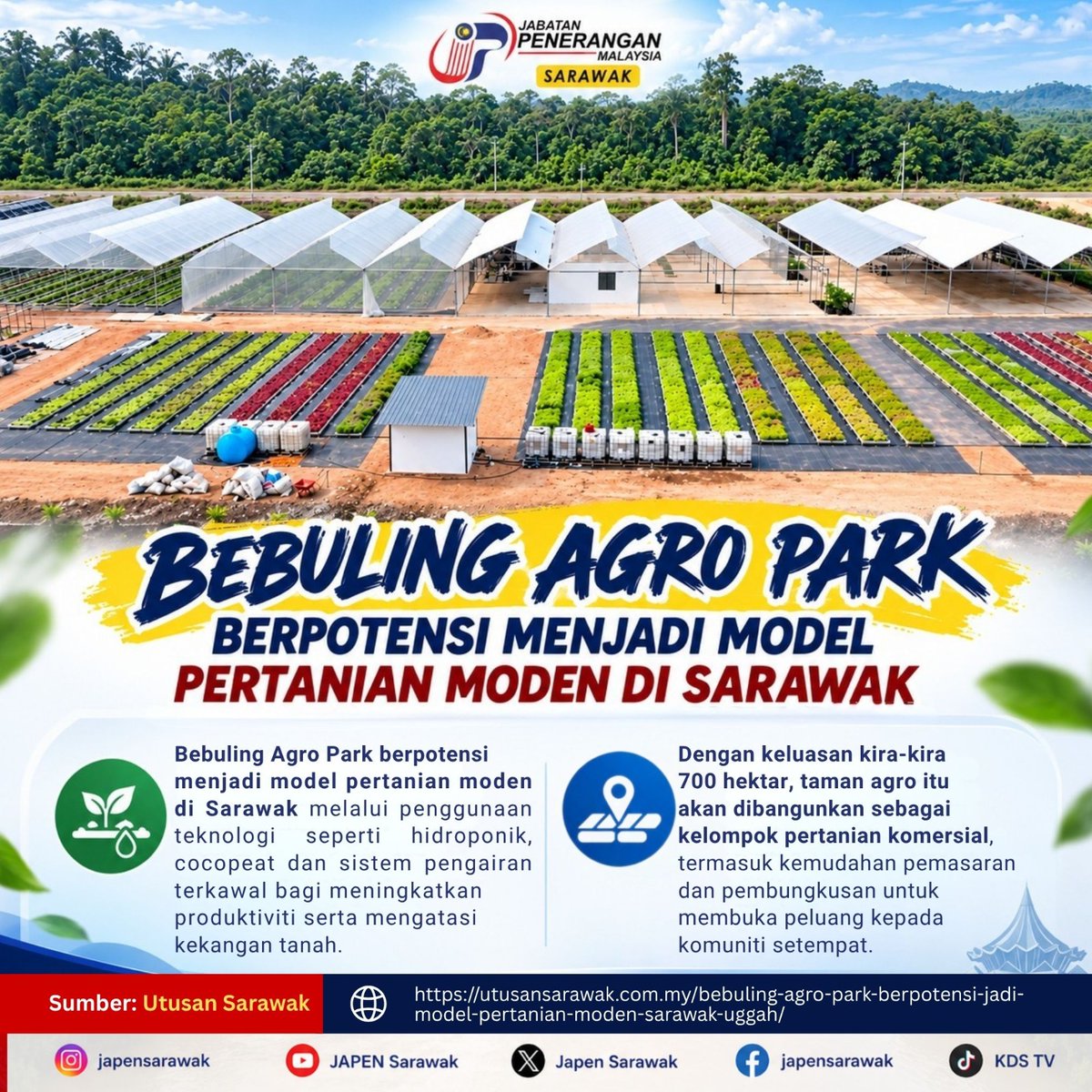JapenSarawak's tweet photo. Salam &amp; Selamat pagi followers JAPEN Sarawak!✨

BEBULING AGRO PARK BERPOTENSI MENJADI MODEL PERTANIAN MODEN DI SARAWAK

#JAPENSarawak https://t.co/WGo1Sg5JoY