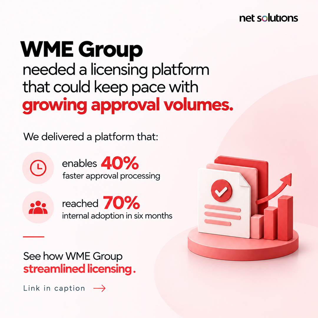netsolutions's tweet photo. As licensing programmes grow, every new product approval adds more work. Manual processes can slow approvals and increase workload.

For WME Group, we built a platform that brought the approval workflow together, helping teams manage growing volumes and keep approvals moving.

Learn how we streamlined licensing operations: https://t.co/xb3OhRW4n5

Facing similar challenges? Meet us at Brand Licensing Europe 2026 to map where automation can help.

#BLE2026 #ble