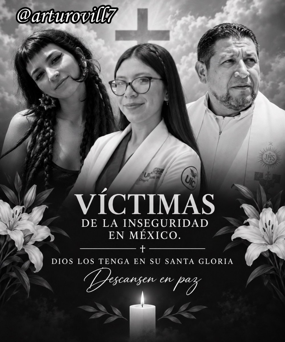 ArturoVill7's tweet photo. En 3 días asesinaron a 3 estudiantes: Claudia Tacoronte, Karla Margarita Pérez y una estudiante de Medicina en Chiapas. También asesinaron al sacerdote Román de la Cruz Hernández, en Hidalgo.

Y no… no fueron los únicos. Hubo más de un centenar de víctimas. Estos casos simplemente fueron algunos de los que más trascendieron.

Pero hay algo todavía más aterrador: cada día la sociedad se escandaliza menos. Nos estamos acostumbrando a la sangre, a la muerte y a la barbarie como si fueran parte inevitable de nuestra vida cotidiana. Discúlpenme, pero yo no puedo acostumbrarme a vivir así. 

No olvidemos sus nombres. No eran estadísticas. Eran personas inocentes, con familia, sueños y una vida por delante.

Dios los guarde y los tenga en su santa gloria. 🕊️

¿Hasta cuándo soportaremos  esto? ¡Carajo!