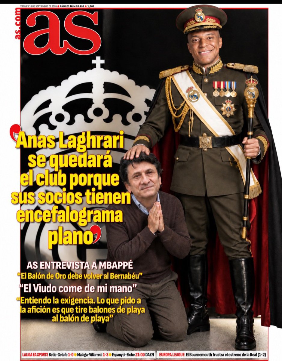 Marc14Carpediem's tweet photo. Hoy la portada del Diario As. Con sede en Marruecos y patrocinado por Anas Laghrari y el Rey de Marruecos. Ejemplariza lo que es hoy el club Madrid-Morocco. https://t.co/V217UOHDpl