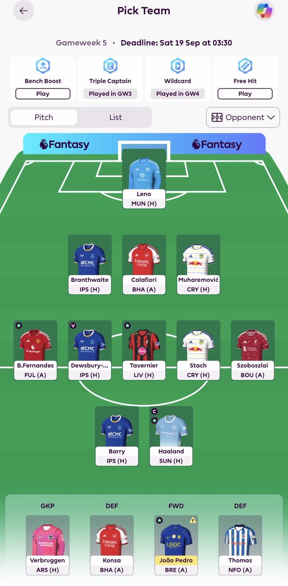 FPLKangaroo's tweet photo. GW5
Haaland 🧢
Rank: 2.8m 🌎
Transfers: ❌
2 FT 🏦

Good luck! 

#FPL #FPLCommunity https://t.co/uhKwVgZjPg