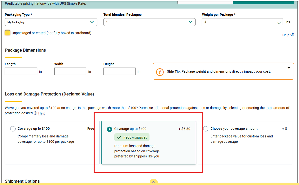 dshefferman's tweet photo. @UPS We’re a longtime business customer. https://t.co/W9jy5CokfO is adding 'recommended' declared value charges to all our shipments. We’ve repeatedly asked our contacts to change that setting on our account, but nobody at UPS can seem to figure out how. Can someone help us? https://t.co/2IhcltsnsW