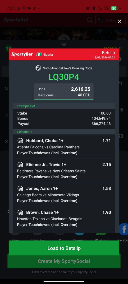 OLAWOORESODIQ1's tweet photo. LQ30P4 🏈🏈

Let's begin from here 
American football NFL 🏈 

Player stats 
2.6k odds 💥 

18+play responsibly 
Who's going with me? https://t.co/oGesPeVQoq