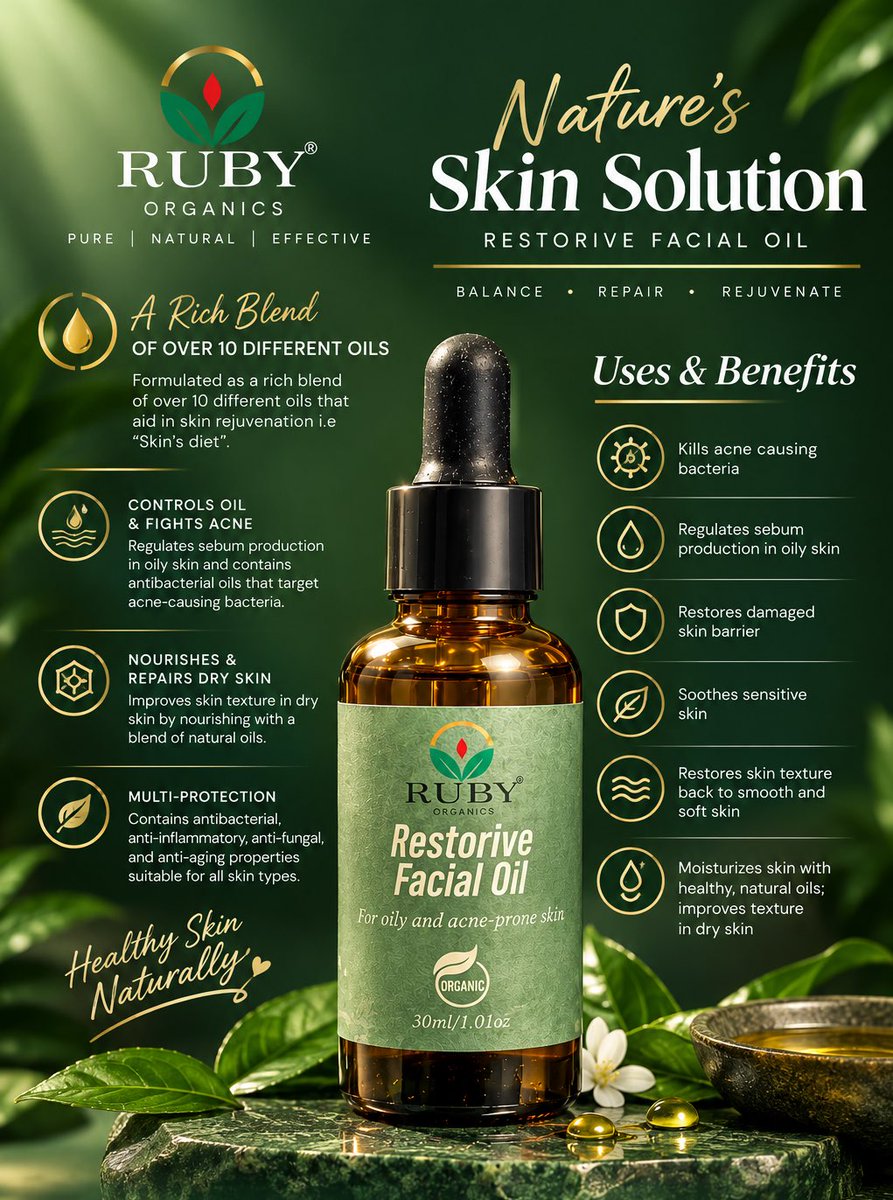 limited_ruby's tweet photo. Your skin’s daily dose of nourishment.
Balance. Repair. Rejuvenate.
Make Restorive Facial Oil part of your skincare ritual and let your skin glow naturally.
Order Now
📞0719836151
Ksh.2,500
#RubyOrganics #RestoriveFacialOil #NaturalGlow #SkincareEssentials #HealthySkin https://t.co/g4NMLN836a