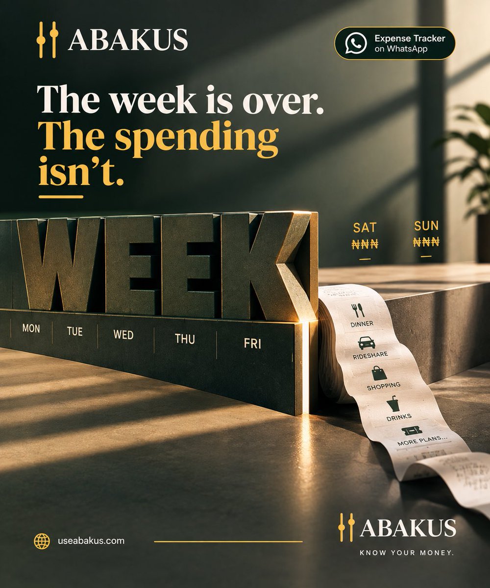 useabakus's tweet photo. The weekend starts now. Spend wisely✨ https://t.co/wrJpzexZYD