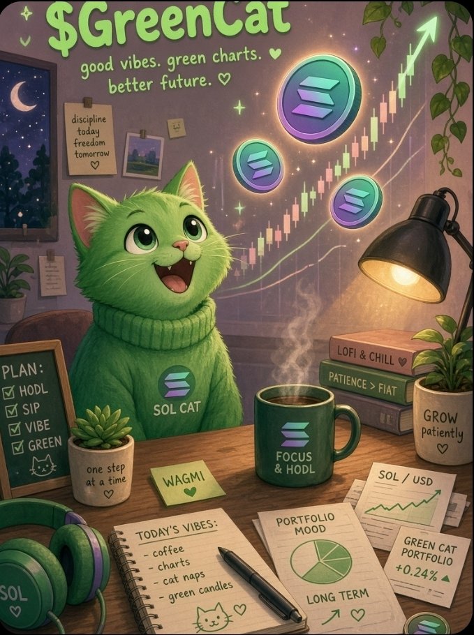 GreenCatCrypto's tweet photo. GreenCat
The bullish cat is awake.
Solana memecoin. Green candles. Zero cope.
CA: G2b4ZNxLjgTnVtPbuHpK9WXpccFCedoLYQ5uxvdEpump
Follow if you want chart updates, raids, and early calls.
Unfollow if you hate green.
#GreenCat #Solana #Memecoin #PumpFunNFA.
DYOR. Don’t ape more than you can lose.