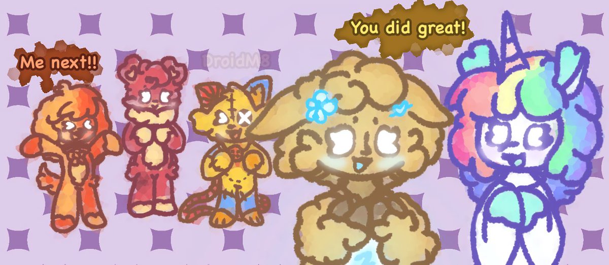 DMaker08's tweet photo. I wanted to make a gift for each of you for awhile now-🩵I love each of your ocs and thought I could make it in one image referencing this piece- hope yu like itt!! 🩵✨
@CraftyiiColourz @dancing_rainy @fnafdoodle @Violet_Twinkle_ 
#smilingcrittersOC #smilingcritters https://t.co/0IE2WhF80N