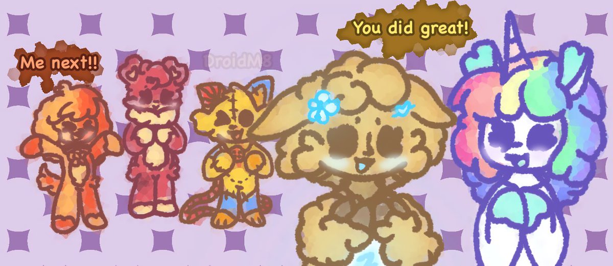 DMaker08's tweet photo. I wanted to make a gift for each of you for awhile now-🩵I love each of your ocs and thought I could make it in one image referencing this piece- hope yu like itt!! 🩵✨
@CraftyiiColourz @dancing_rainy @fnafdoodle @Violet_Twinkle_ 
#smilingcrittersOC #smilingcritters https://t.co/0IE2WhF80N