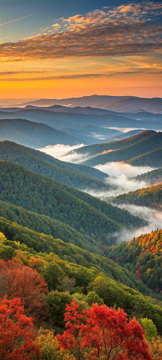 purenature_1's tweet photo. Fall colors over misty ridges 🍂 https://t.co/i8Z2ljJtMe