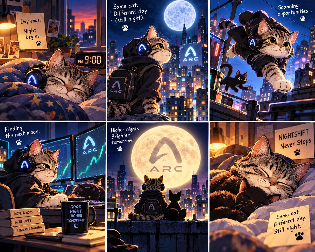 NightShiftOnARC's tweet photo. Day sleeps. Night moves. The loaf knows the route. 🌙🐈 $NIGHT
#NIGHTSHIFT #Arc https://t.co/8VNRqx7VH5