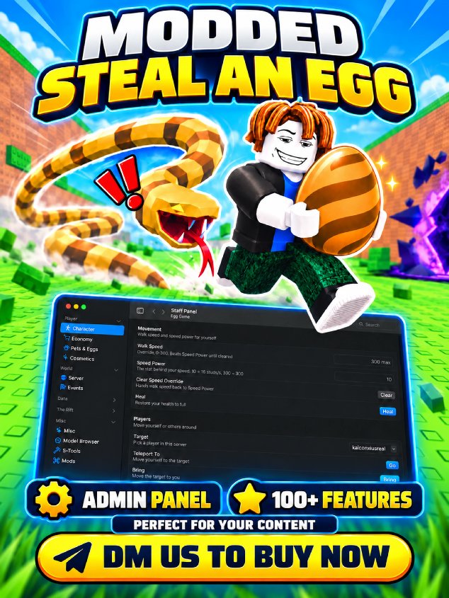 Creatorblox_'s tweet photo. 🥚Modded Steal an Egg is here!

🛠️Powerful Admin Panel
⭐️100+ Features
🎥Perfect for Content Creators

Create unique videos and make every session more entertaining!

📩DM us to buy now!

#Roblox #RobloxMods #ContentCreators #Gaming https://t.co/cw6U1Lf7GI