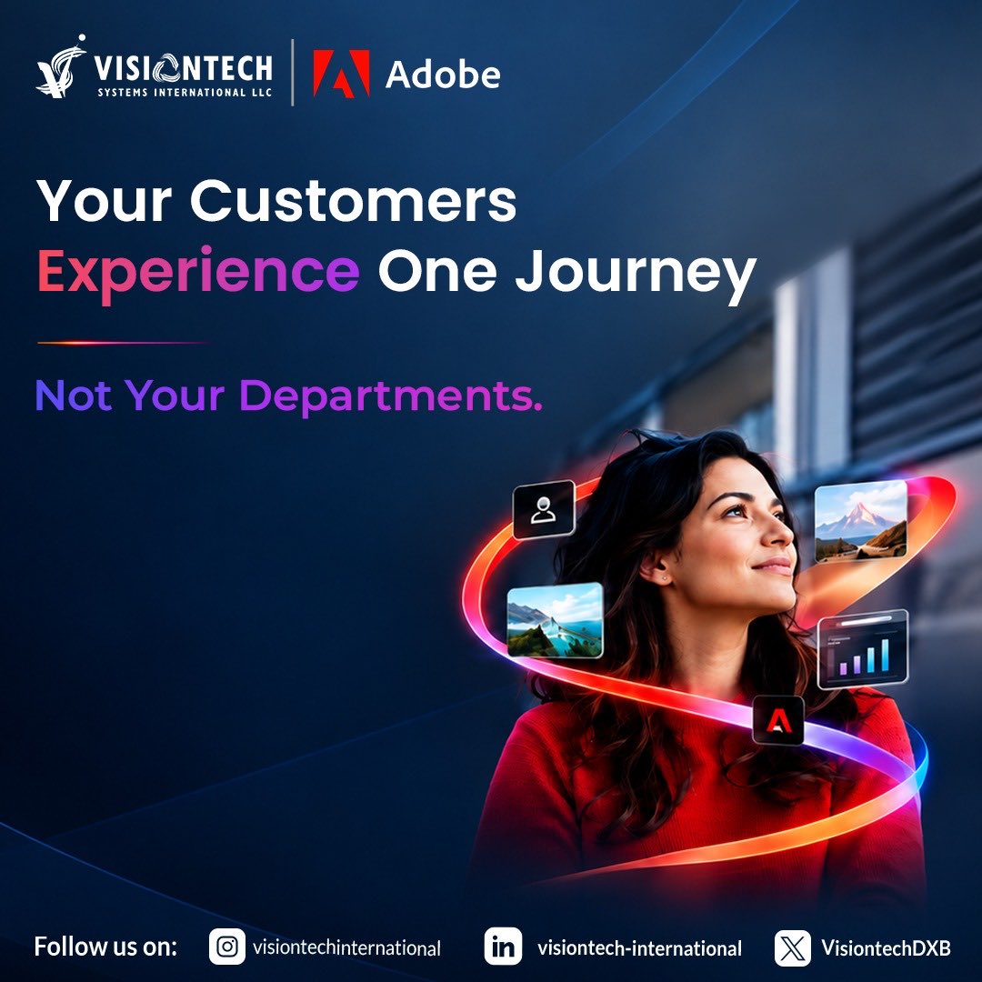 VisiontechDXB's tweet photo. Your customers don’t experience your brand in departments. They experience it as one journey.

A website visit.
An email.
A form.
A conversation.
A purchase.

Is your digital customer experience keeping up with customer expectations? Let’s rethink what’s possible.

#Adobe https://t.co/Qw4kGSZk2F
