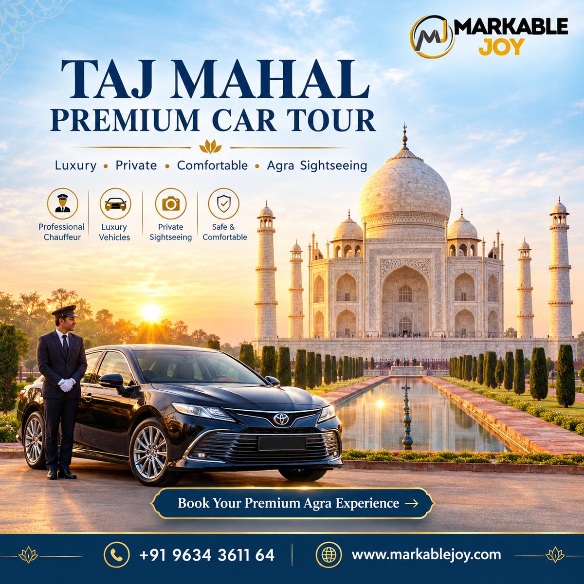 Markablejoy's tweet photo. 🚘🕌✨ Elevate your Agra journey with a **Taj Mahal Premium Car Tour**, featuring trending **Luxury Taj Mahal Tour**, popular **Private Agra Tour**, famous **Taj Mahal Sightseeing**, premium **Delhi to Agra Tour**, and unforgettable 
Book Now - https://t.co/L4mOOh7HVN https://t.co/qj36Du69yV