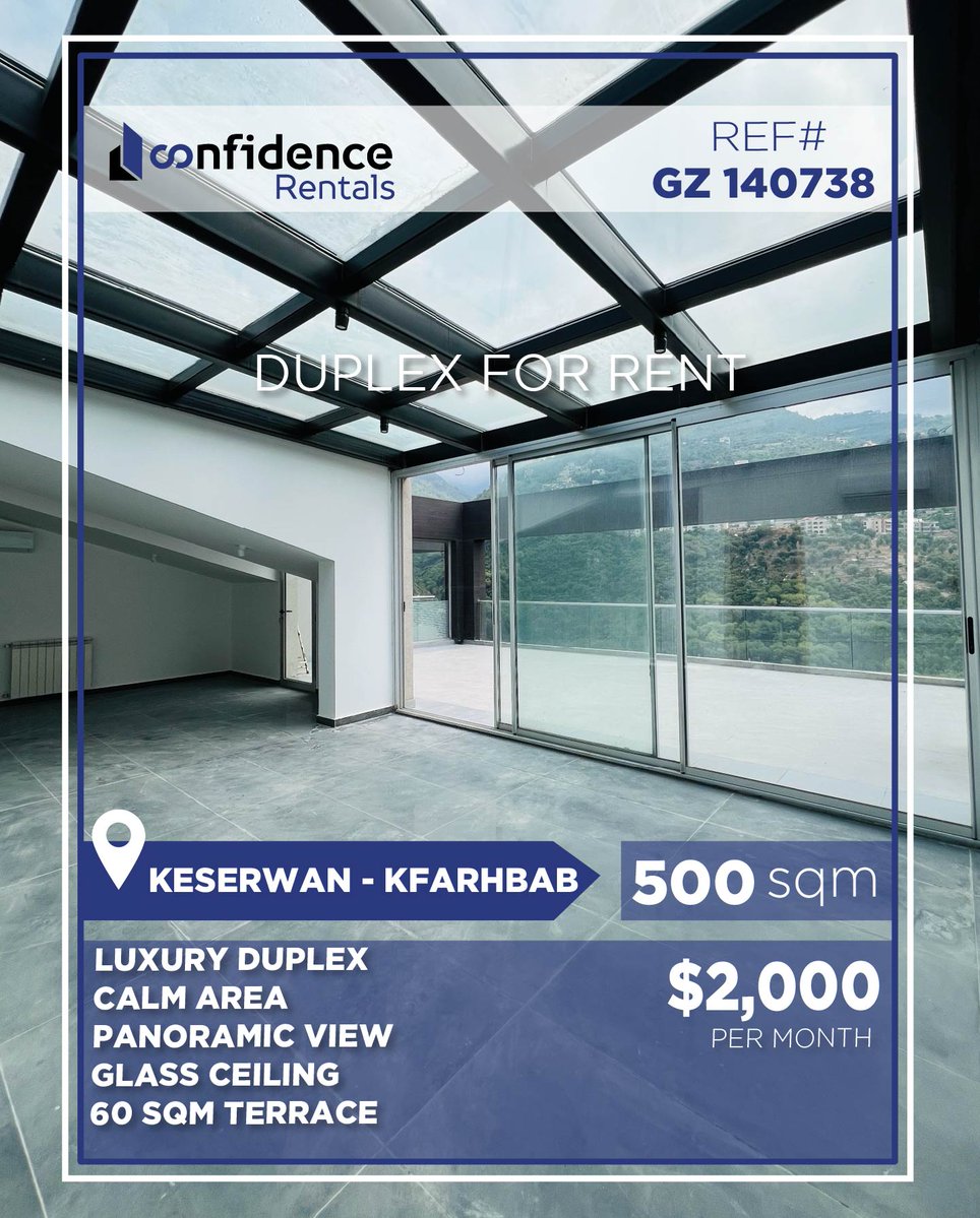 confidence_cre's tweet photo. PRICE : $2000 per month + 1 month commission
A truly exceptional 500 sqm duplex apartment in Kfarhbab
for more info contact us on 71 000 850
REF#GZ140738
#Kfarhbab #KfarhbabRentals #KfarhbabApartment #Jounieh #JouniehBay #JouniehRentals #Keserwan
#CONFIGZ
S https://t.co/FZN7wzCFiZ