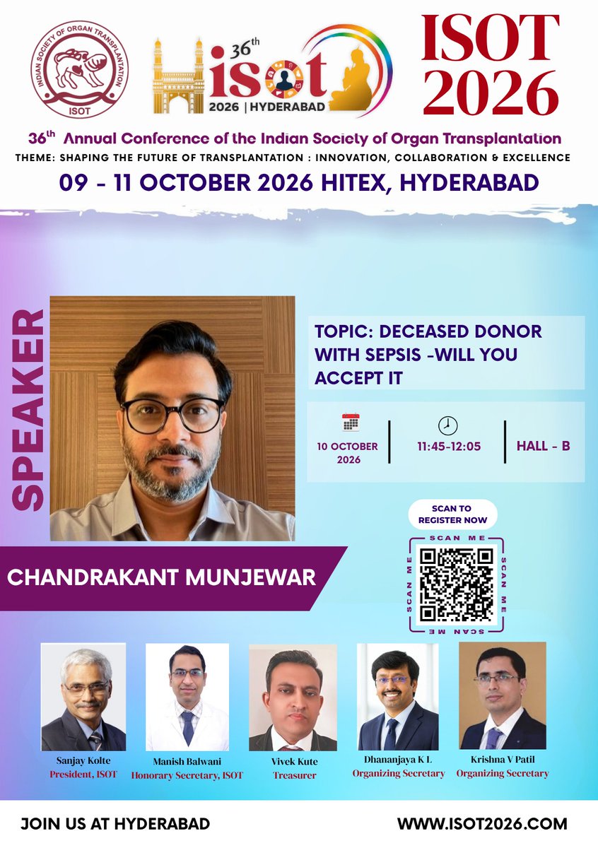 IndiaSoTx's tweet photo. A septic donor. A potentially lifesaving Kidney.
would YOU accept it?
Join us for a thought-provoking session at ISOT 2026, Hyderabad.
@isot26 @IndiaSoTx https://t.co/7nRWqOWjPs