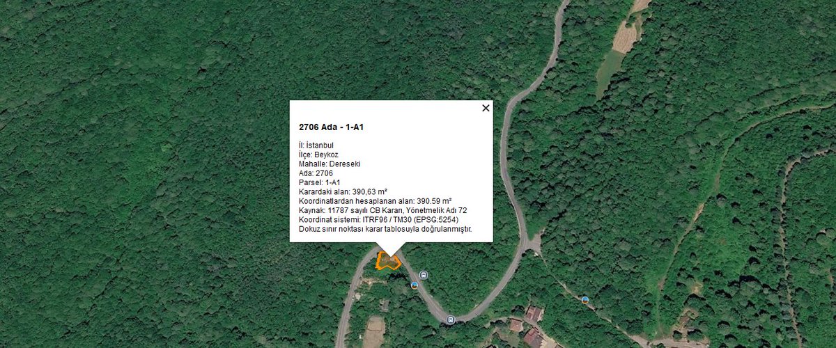 forestercihan's tweet photo. Şimdi bu kararla orman sınırları dışına çıkarılan alanlardan bazılarını inceleyelim.

1-İstanbul/Beykoz/Dereseki/2706 Ada/1-A1 Parsel.
Dört görsel de Google Earth'ten. Her birinde biraz daha yakınlaşıyoruz. Son görsel yer görüntüsü. Nasıl? https://t.co/msW3csPyPW