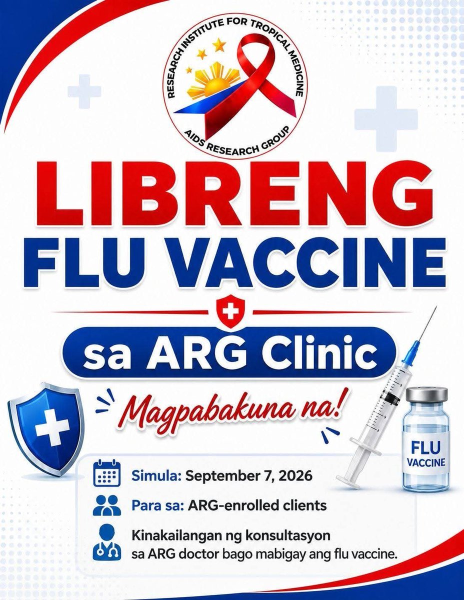 jeckzpelpz's tweet photo. FREE FLU VACCINE..
UNTIL  SUPPLY LASTSssss.. go na mga siblings fro Ritm University...
See you on Monday💪💪🙏🙏
Tnx mi @RedCastro8🥰
#plhiv
#PlHiVdiaries https://t.co/iDa3lv0zaf