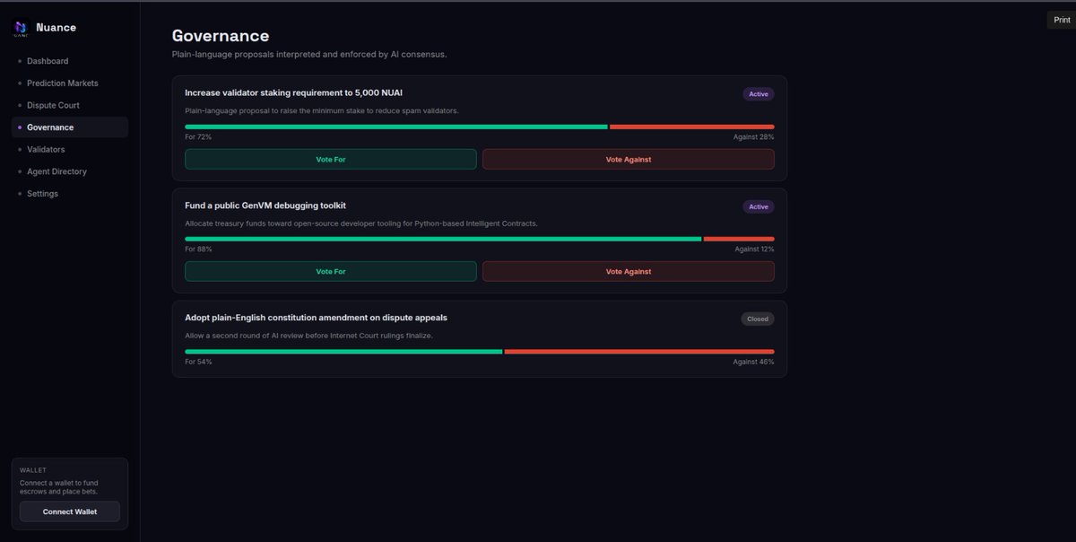 Nuance912's tweet photo. After a lot of building, debugging, testing, and rebuilding...

Nuance is DONE.

I built Nuance around one simple idea:

What if smart contracts could understand nuance, not just logic?

The result is a full-stack Web3 application on GenLayer with:

• Intelligent Escrows https://t.co/CIL26svIQH