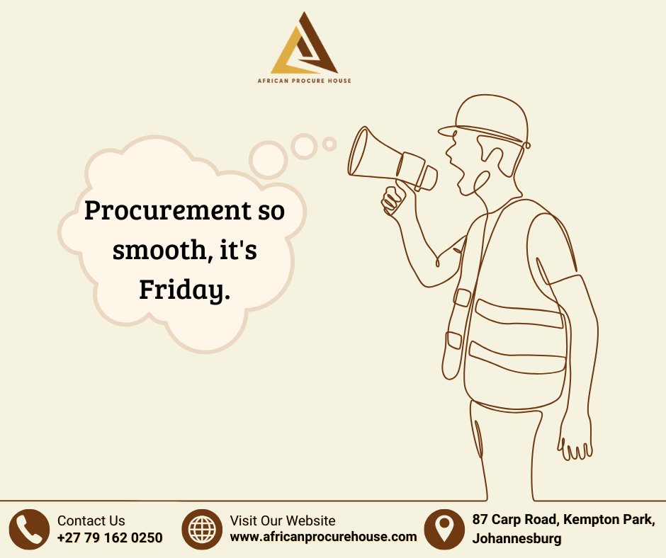 Africanprocure's tweet photo. Happy Friday from the procurement pros! Reliable sourcing. Trusted suppliers. Zero stress. That's how we help African businesses run more smoothly, every single day.

Get in touch and let's simplify your supply chain.
#FridayFeeling #ProcurementSolutions #AfricanProcureHouse https://t.co/YGCxLR5tkl