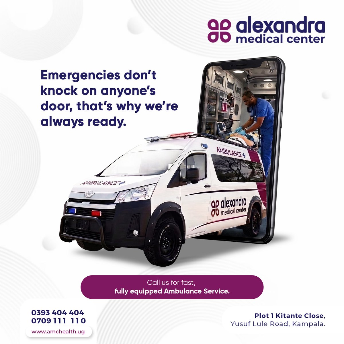 AMCHealthUG's tweet photo. When every minute counts, finding an ambulance shouldn’t be another emergency.
Our fully equipped Ambulance is available for urgent patient transport and emergency medical care on the way to hospital.
#KaCareKeeko #AmbulanceService https://t.co/1Q4eNh1xAw