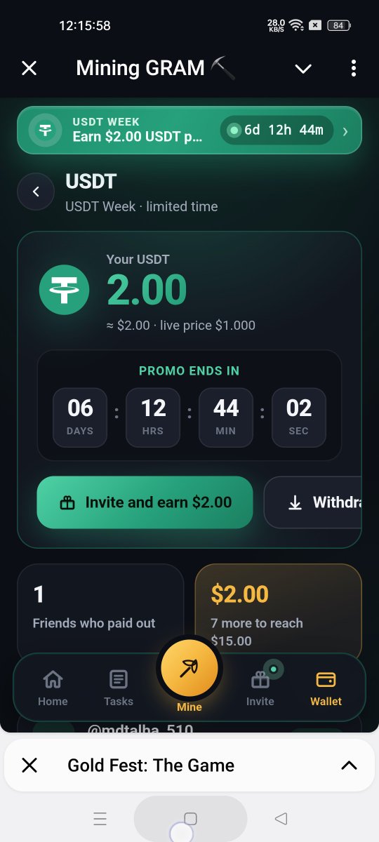 roshan546554's tweet photo. 💵 USDT WEEK IS LIVE

For 7 days, every friend you invite earns you $2 in real USDT.

🎁 Friend joins with your link and completes 2 tasks
💰 $2 USDT lands in your wallet instantly
➕ On top of your normal referral cut
https://t.co/dai3ZdFQtd https://t.co/FI9XLKB2IJ